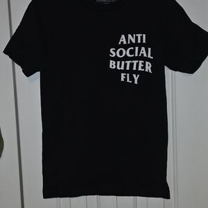 Black Graphic Tee with White Text